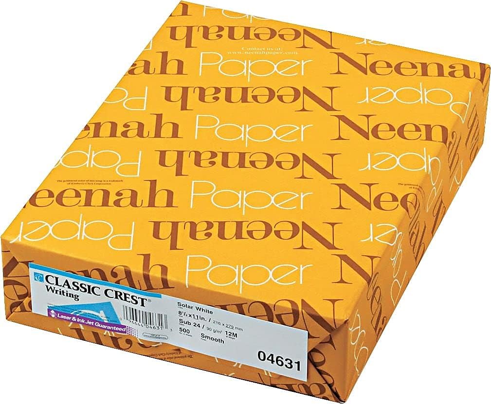 Classic Crest Premium Paper, 8.5" x 11", 24 lb, Solar White, 500 Sheets (04631)