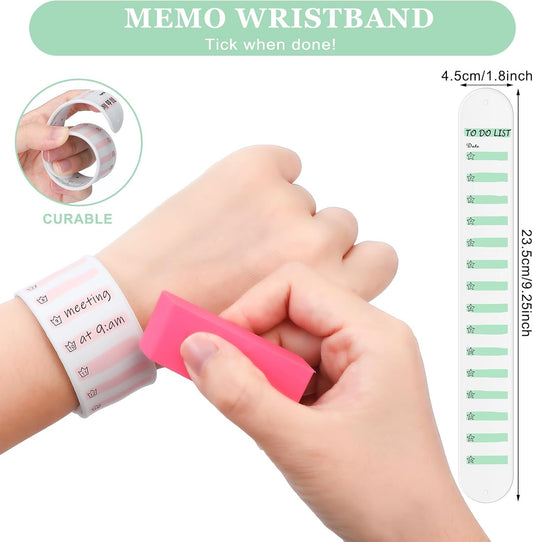 Sureio 15 Pcs Slap Bracelet To Do List Wrist Notes for Nurses Reusable Wearable Silicone Reminder Notepad Waterproof Erasable Memo Wrist Strap for Daily Planner Nurse CNA Week Gifts(Classic List)