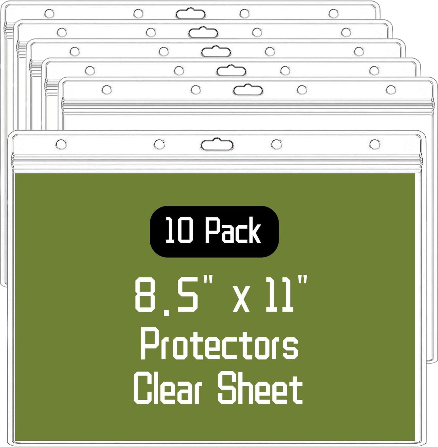 10 Pack Sheet Protectors,8.5" x 11" Waterproof Resealable Zip Wall Sign Holder Page Protectors Clear Photo Plastic Sleeves, Duty Work Pocket Hanging Sheet Protectors (Horizontal, 10 Pack)