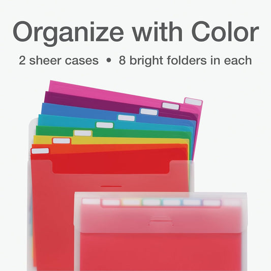 Oxford Poly 8-Pocket Organizer, Letter Size Folder, Durable Translucent Poly, Wire Binding, Holds 200 Sheets, Assorted Colors (Red, Blue, Green and Purple), No Color Choice, 1 Per Pack (5740404)