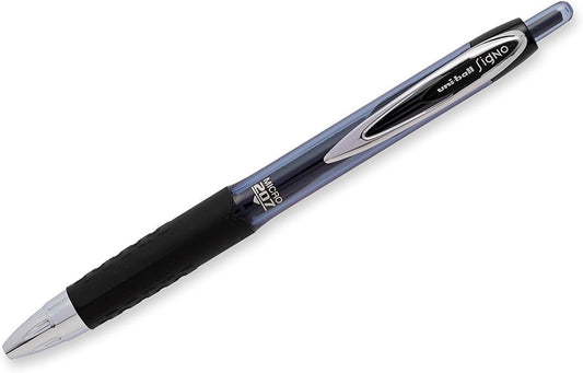 Uni-Ball Signo 207 Retractable Gel Pen, 0.5mm Micro Point, Black, Pack of 6