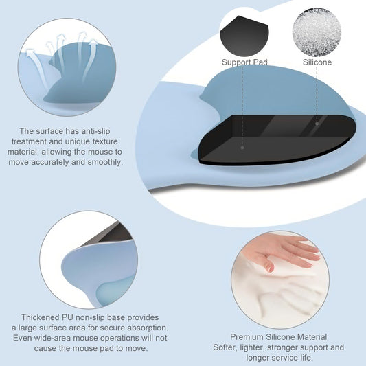 MOSISO Wrist Rest Support for Mouse Pad&Keyboard Set, Circle Curved Ergonomic Mousepad&Coaster Non-Slip Base Home/Office Pain Relief&Easy Typing Pad with Soft Cloth&Silicone Lining, Antique Green