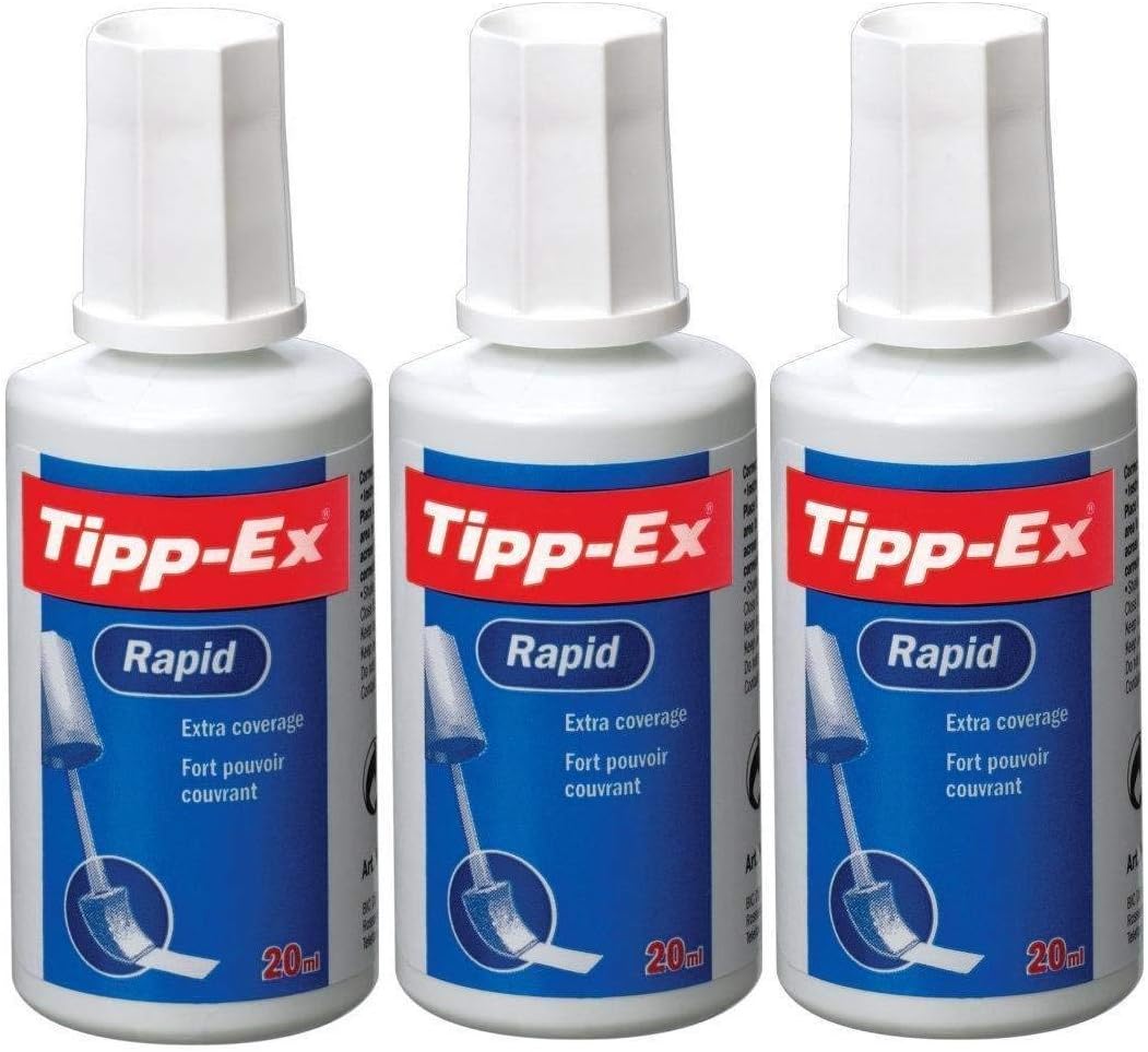 Tipp-Ex Rapid Correction Fluid Tippex Bottles Brushed Cap (3 Bottles)