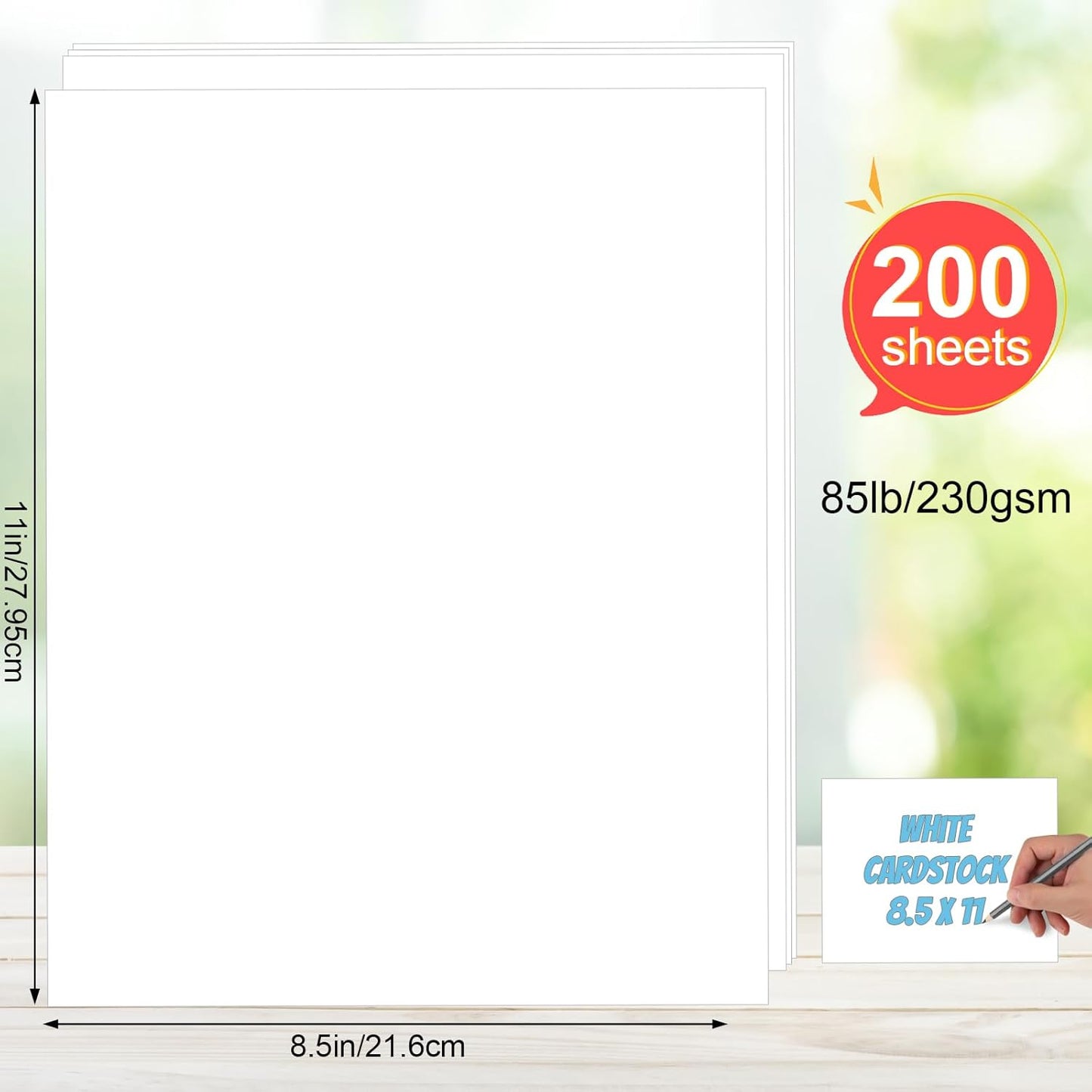 White Cardstock 8.5 x 11, 230gsm Cover Cardstock Paper, 85 Lb Heavy Card Stock for Printer, Card Stock Paper for Invitations, Scrapbooking, Crafts, Diy Cards, Decoration, Drawing (30 Sheets)