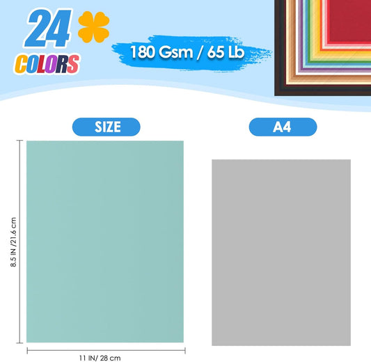 240 Sheets Colored Cardstock Bulk 180gsm Colored Paper 8.5" x 11", Assorted Colors Card Stock Print Paper for School Office DIY Craft Card Making
