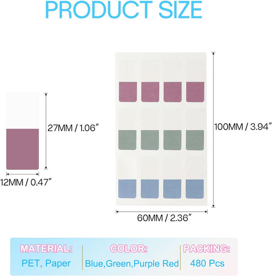 PATIKIL Clear Index Sticky Tabs, 480 Pcs Small Transparent Sticky Notes Bookmarks Planner Stickers Page Tabs for Office Notebooks File Folder Ledger Book, Gradient Pink