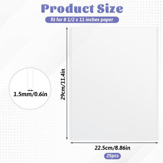 25 Pcs Birth Certificate Protector, 8.5 x 11 Inch Rigid Print Protectors Waterproof Reusable Clear Sheet Protectors for Paper, Photo, Poster Protector