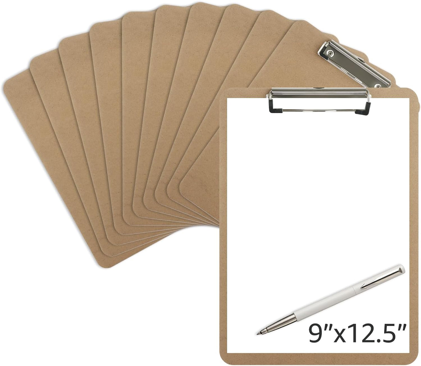 MIVIDE 23 Pack Clipboards Bulk, Hardboard Office Wooden Clipboards, Letter Size Clipboard with Low Profile Clip, Clipboard with Hang for Classroom, School, Home, Office Supply