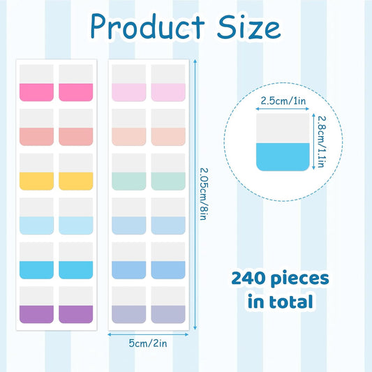 240 Pcs Notebook Tabs Annotation Tabs Writable Divider Sticky Note Page Markers Index Repositionable Stick on Annotation Kit Colored for Pages, Reading Notes, Classify Files (12 Colors, 1 inch)