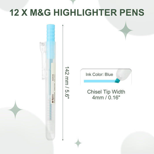 M&G Orange Highlighters, 12 Pack Retractable Neon Highlighters with Clear View, No Bleeds, Bright Markers for Books