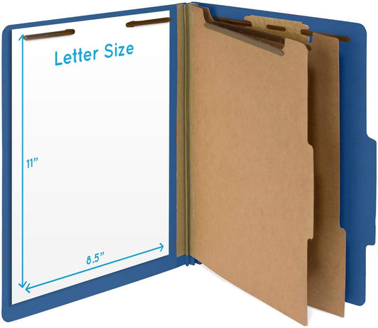 Blue Summit Supplies 30 Letter Size Dark Blue Classification Folders, 2 Dividers, 2 Inch Tyvek Expansions, Durable 2 Prongs, Letter Size, Dark Blue Color, 30 Pack