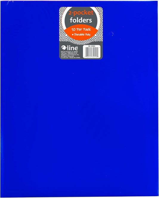 C-Line Two-Pocket Heavyweight Poly Portfolio with Prongs, For Letter Size Papers, Includes Business Card Slot, 1 Case of 25 Portfolios, Purple (33969-25)