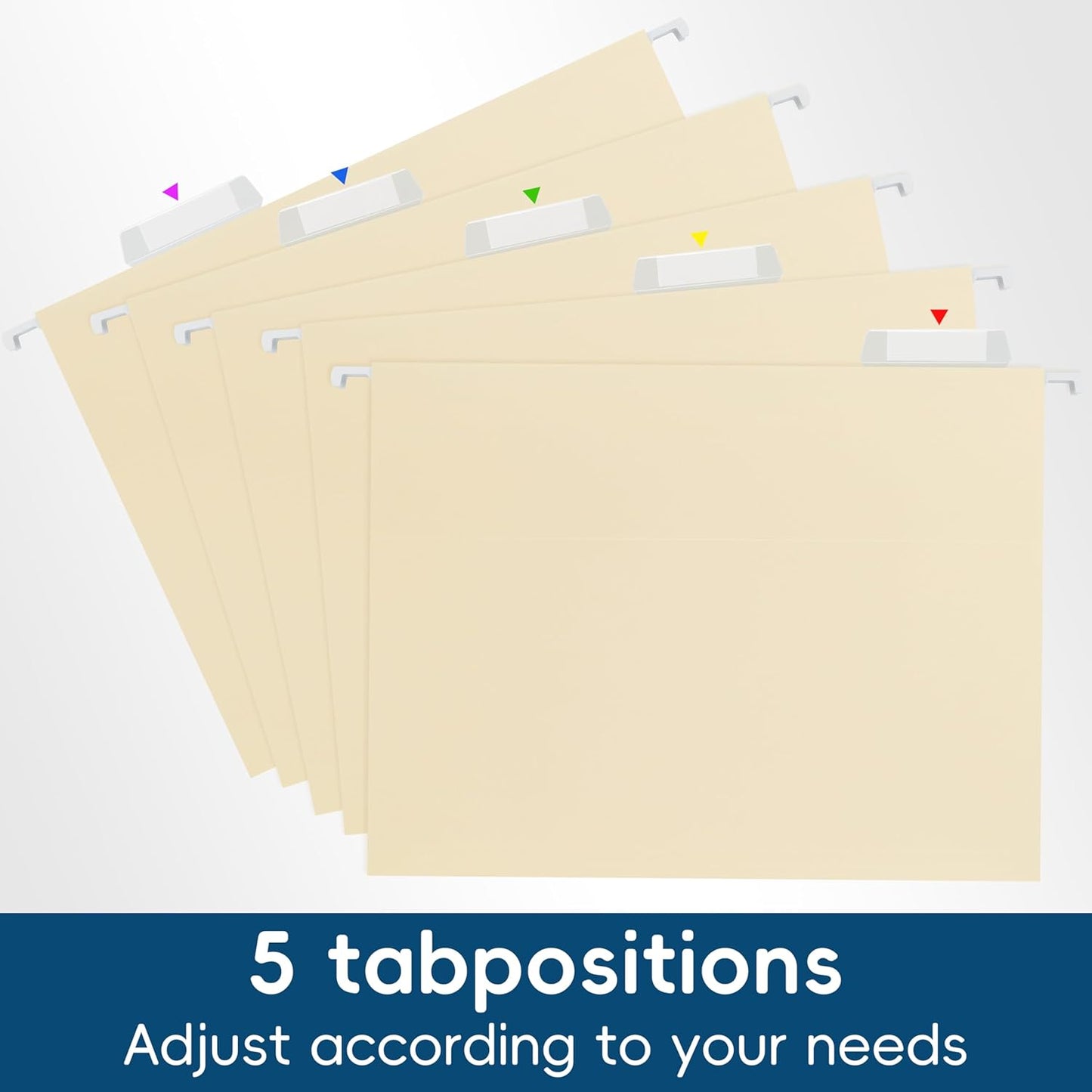 Blue Hanging File Folders,25 Pack Letter Size File Folders with 1/5-cut Tabs,Office Essentials for Filing Cabinet & Desk Storage
