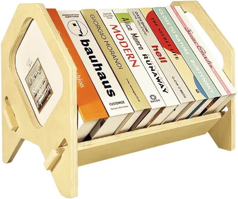 2 Pack Desktop Bookshelf, Stackable Book Organizer with Handle, storage rack for CD/Magazine/File Folder, Portable Small bookshelf for Study, Living room, Kid's room, No Nails, Medium Size