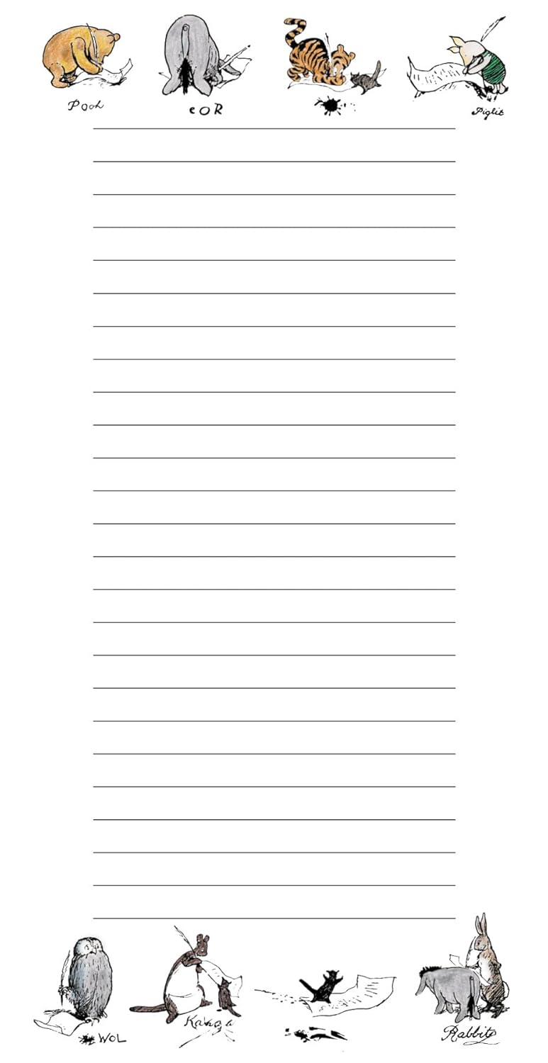 The Unemployed Philosophers Guild Winnie-The-Pooh Notepad- 65 Easy-Tear Paged Memo Desk Note Pad With 4 Alternating Page Designs, 8.25" x 4.25"