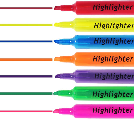 Aesthetic Highlighters 7 Pcs, Tank Style Highlighters Pastel Color, No Bleed Bible Highlighter Assorted Colors, Chisel Tip, Office School Supplies