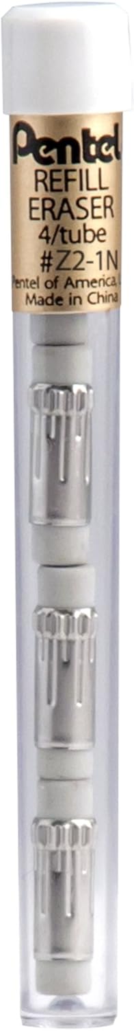 Pentel Refill Eraser for Mechanical Pencils, White, 12 Tubes, 4 Erasers Per Tube (Z2-1N)