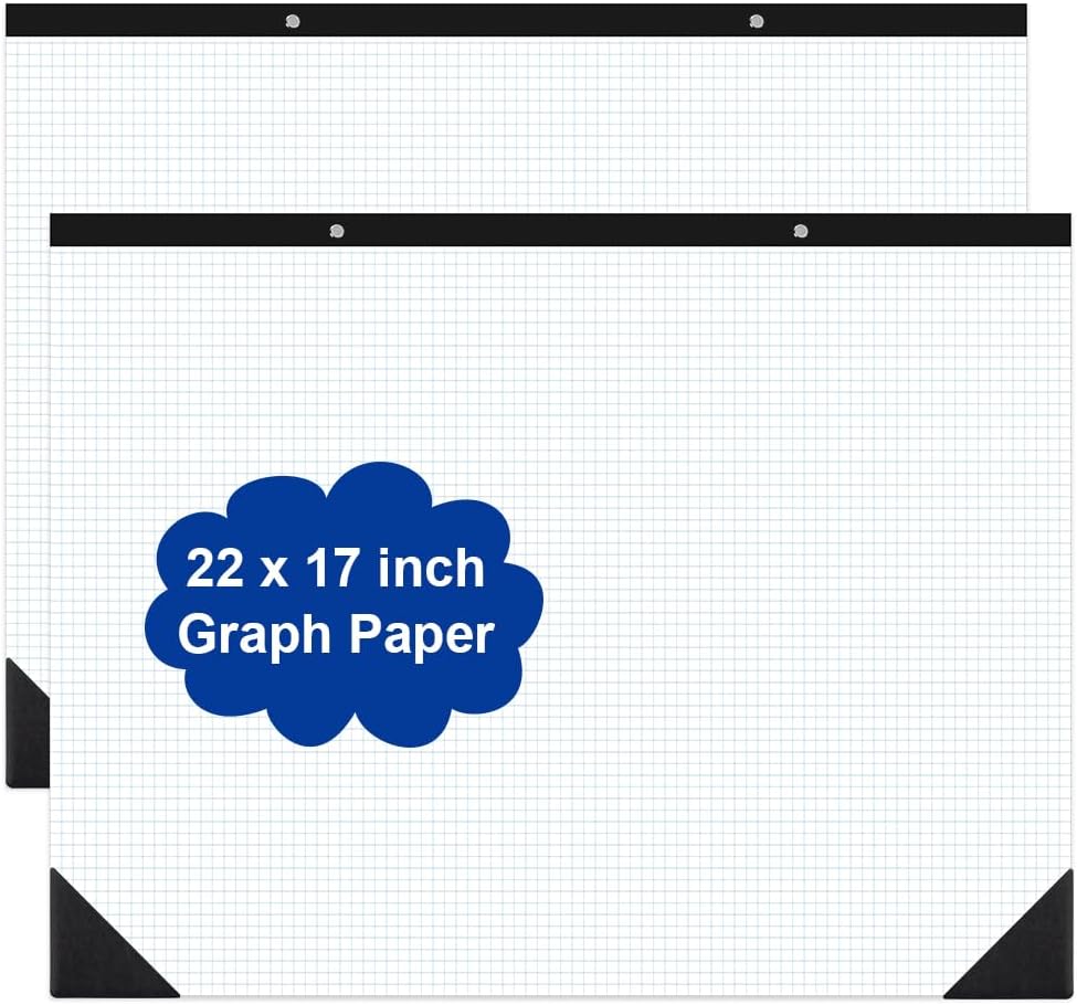 Large Engineering Graph Paper - 22" x 17" Grid Paper, 50 Sheets/100 Pages, 4"x4" Blue Grid Paper Pad Giant Drafting Pad Sketching Graph Paper for Engineer Architect Designer Mathematician Draftsman