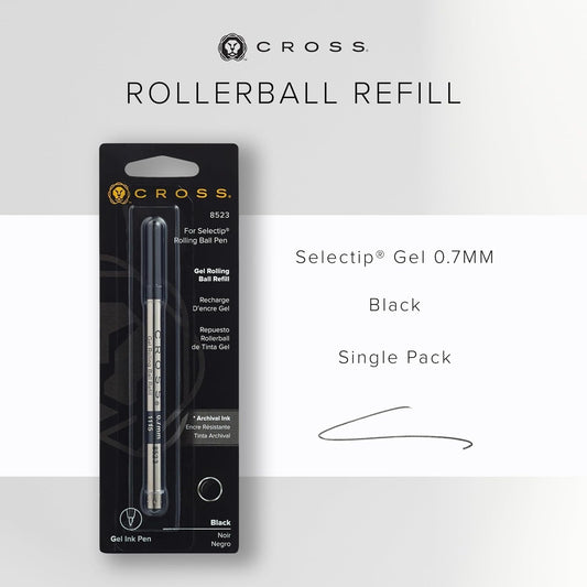 Cross Selectip Gel Rollerball Pen Refill, Medium Point, Black, 2-Pack (8523-2)