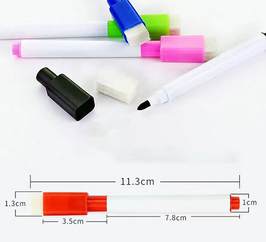 YIKANGHENG 40 Pcs Multicolour Mark Pen, Permanent Dry Erase Wipable Markers Pens with Blackboard Brush Sponge for Whiteboard, Plastic, Glass, Stone, Metal and Wood (40)