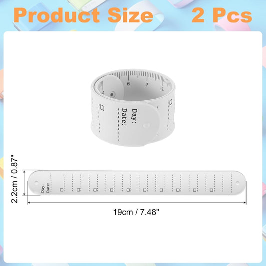 uxcell 2Pcs Writable Wrist Band, 9.45" x 1.18" Waterproof Slap Bracelet Reusable Writable Erasable to Do List Silicone Memo Wrist Bands for Planner Reminder (White)