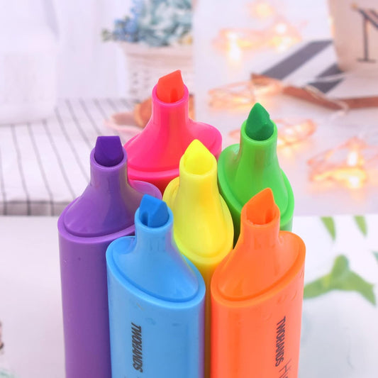 TWOHANDS Highlighter,Chisel Tip Marker Pen,6 Assorted Pastel Colors,H2007