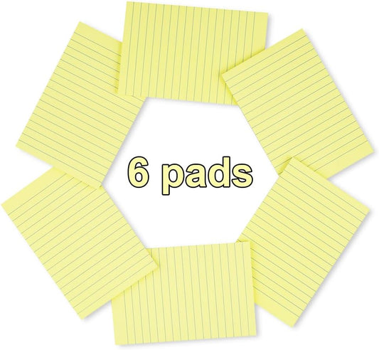 (12 Pack) Lined Sticky Notes 4x6 in,Yellow Large Notepads with Lines,Ruled Stickies Super Sticking Power,Office School Memo Note Pads,Post on Windows Doors,Recyclable,Easy to Write on,Hold Well