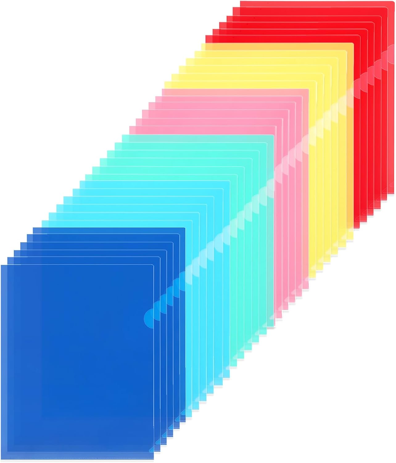 WOT I 12 Pack Clear Document Folders, Plastic Transparent Folders Copy Safe Project Pockets, for Letter Size Sheets, 6 Vibrant Color