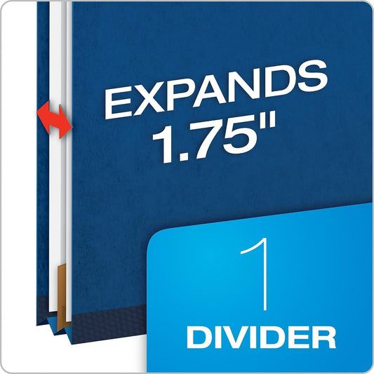 Globe-Weis/Pendaflex Colored Classification Folders, 2/5 Cut Tab, 1 Divider, 2-Inch Embedded Fasteners, Letter Size, Dark Blue, 10 Folders Per Box (23732)