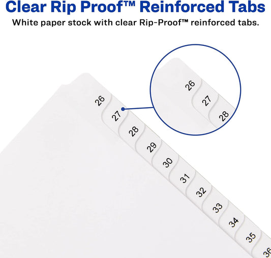 Avery 26-50 Legal Exhibit Dividers for 3 Ring Binders, 25-Tab Set, Allstate Style, 1 Binder Divider Set (01702)