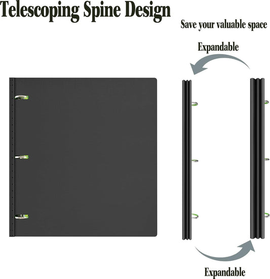 INFUN Telescoping 3 Ring Binder - 4PCS, Portable Plastic 3 Ring Binder with Telescoping Spine, Binders with Foldable Front Cover Holds 8.5"x11" Paper for School, Office, Homes