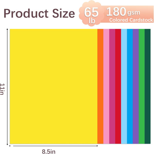 Ftumertly Colored Cardstock 40 Pack, Mixed 10 Assorted Colors 180gsm/65lb Card Stock Paper 8.5 x 11 Card Stock Colored, Colorful Cardstock Paper for Crafting, Christmas DIY Card Making, Scrapbooking