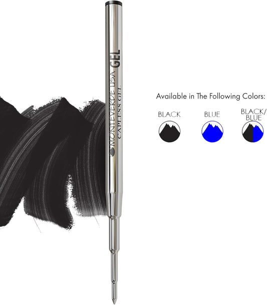 Monteverde USA Capless Gel Refills to Fit Montblanc Ballpoint Pens, Medium Point, Black Ink, 2-Pack – Professional and Reliable Writing Solution