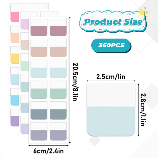 360 Pcs Sticky Index Tabs, Colored Book Sticky Tab for Notebooks, Page Markers Pages Tab for Binders Repositionable Page Tabs for Notebooks File Classification,18 Colors (1 Inch)