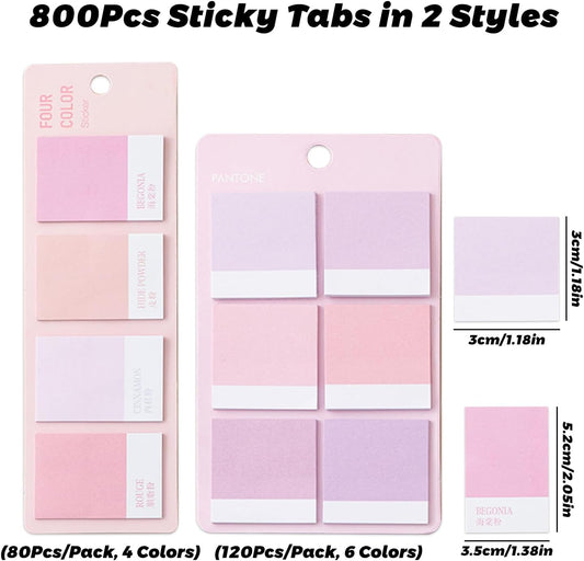800Pcs Sticky Tabs, Gradient Color Index Tabs for Annotating Books, Two-Sizes Writable and Repositionable Book tabs Multifunctional Page Markers for Organizing and Marking Documents (8 Pack)
