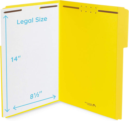 Blue Summit Supplies Blue File Folders with Fasteners, File Folders Legal Size, 1/3 Cut Reinforced Tabs, Durable 2 Prongs, Designed to Organize Standard Medical or Law Files, 50 Pack