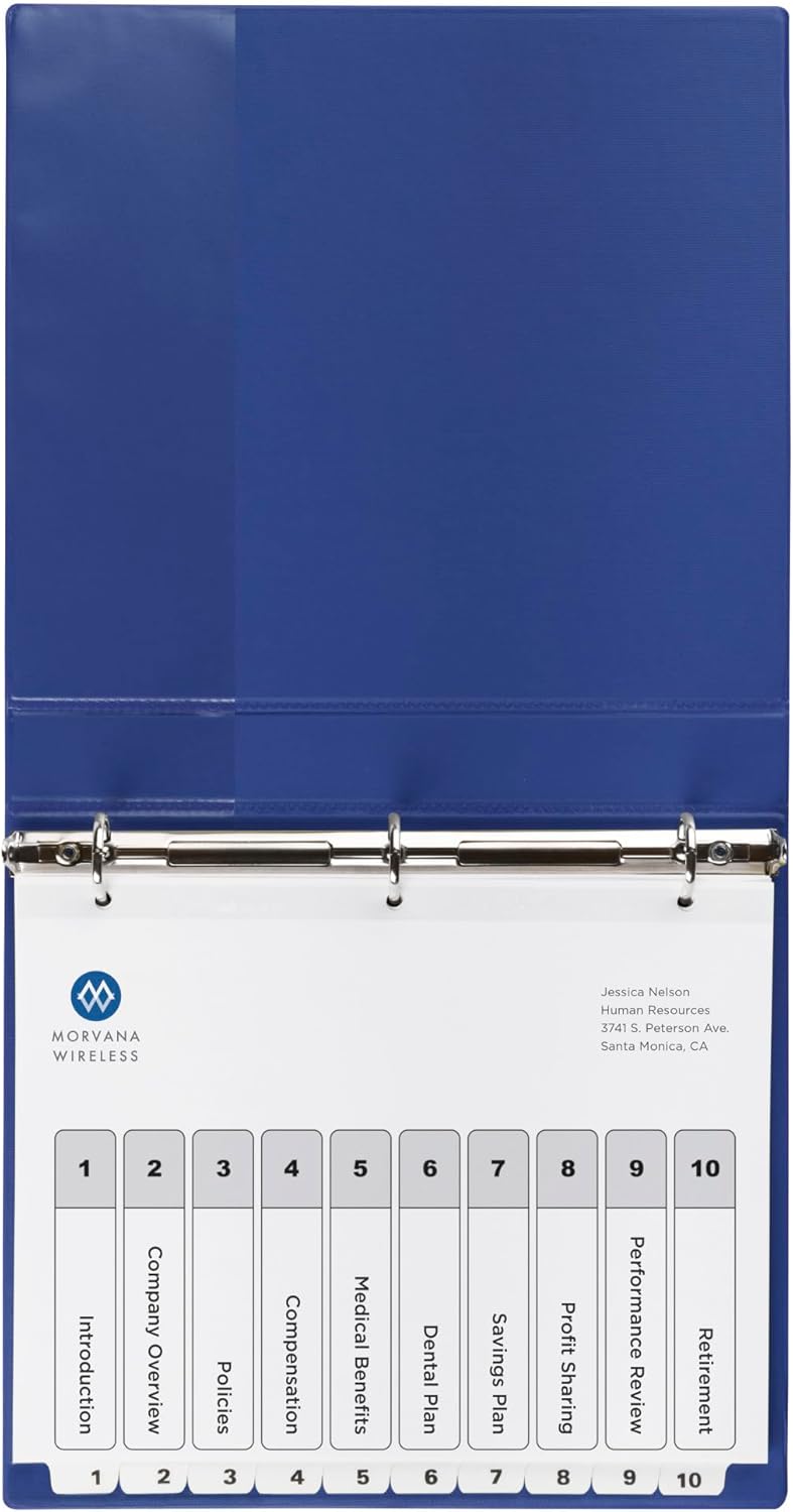 Avery Dividers for 3 Ring Binders, 10 Tabs per Set, Customizable Table of Contents, Classic White Tabs, Great for Organizing Reports, Projects, and More (6 Sets of 11823)