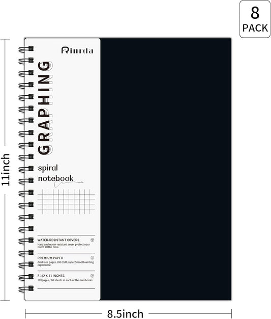 Large Lined Notebook Spiral Notebook 8.5" x 11"-4 Pack LINED Notebook 7mm Ruled Hardcover Notebook 120 Pages 100 GSM Thick Paper Notebook Hardcover Journal for School, Office,Study and Notes