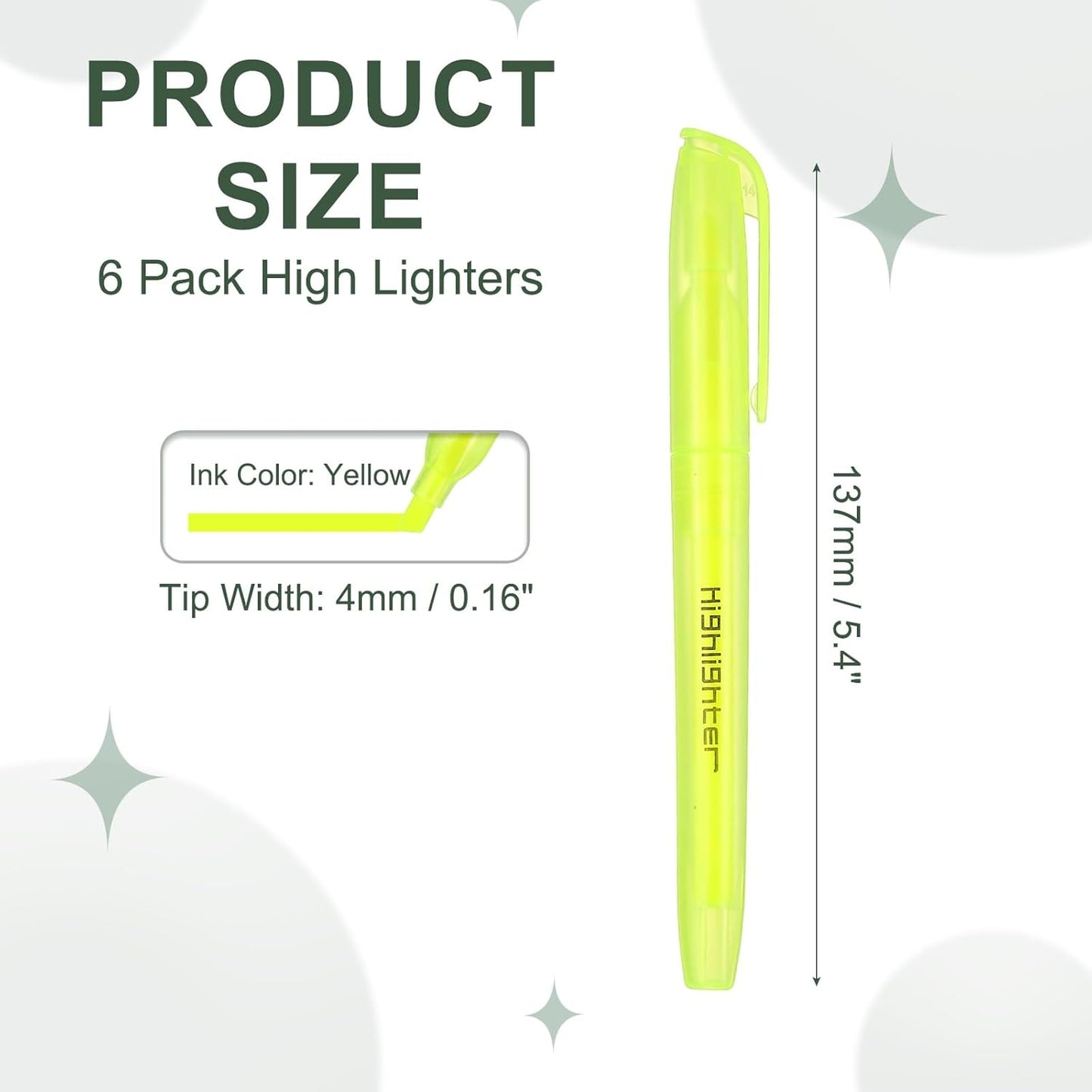 PATIKIL Blue Highlighter, 6 Pack High Lighters No Bleeds Highliters Pens Neon Clear View Bright Quick Dry Pocket Marker Pen Sticks Chisel Tip Cute for Books Office Adults, Transparent