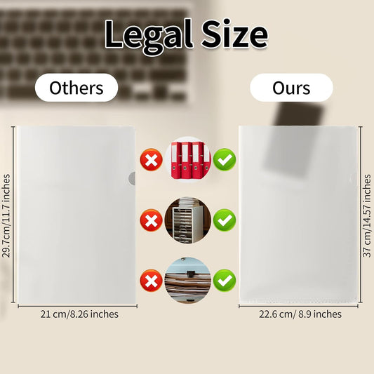 24 Packs Legal Size Clear Project Pocket Sleeves 9”x14.5”L-Type Plastic Folders Project Poly Document Sleeves Project Jacket Sleeves for Home School Office (24)