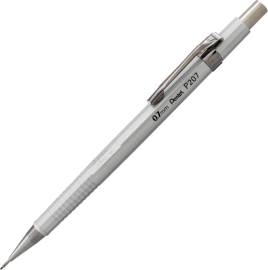 Pentel Sharp Metallic Mechanical Pencil, (0.7mm), Medium Line, Assorted Colored Barrels, Pack of 4 (P207MPF4M)