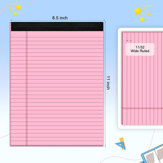 6 pcs Note Pads Legal Pads 5x8, Notebook College Ruled, Colored Legal Notepads, 6 Pack Micro Perforated Writing Pads, Lined Paper Pads, Pad of Paper for Office Home School, 30 Sheets/Pack
