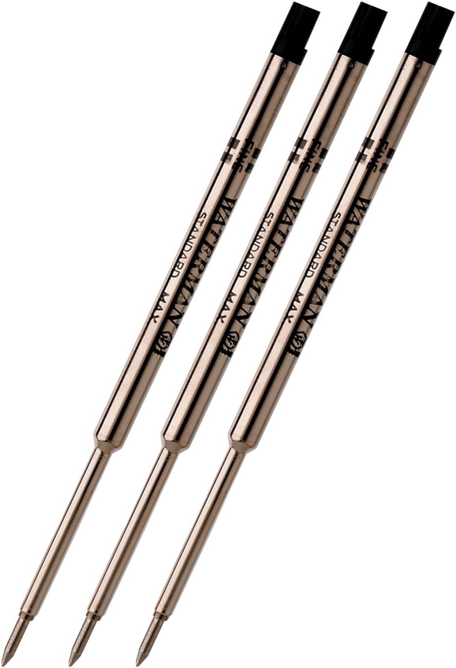 Waterman Ballpoint Pen Refill, Fine Point, Black Ink, Pack of 3
