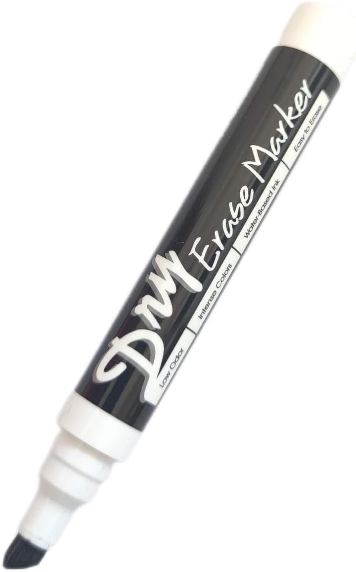 Volcanics Black Dry Erase Markers Low Odor Chisel Tip Whiteboard Markers Pack of 10