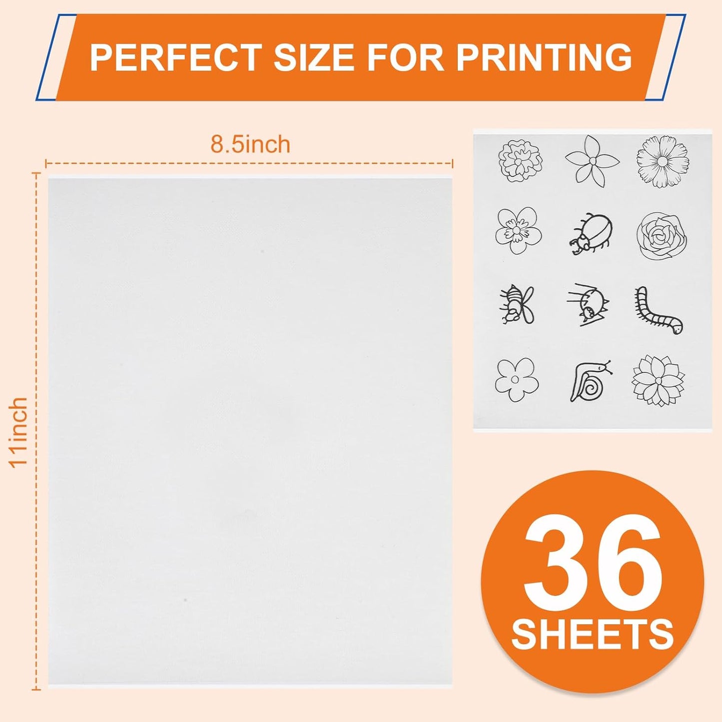 FURWEY 12PCS 8.5"x11" Wash Away Embroidery Stabilizer – Self Adhesive & Printable, Water Soluble Paper for Hand and Machine Use