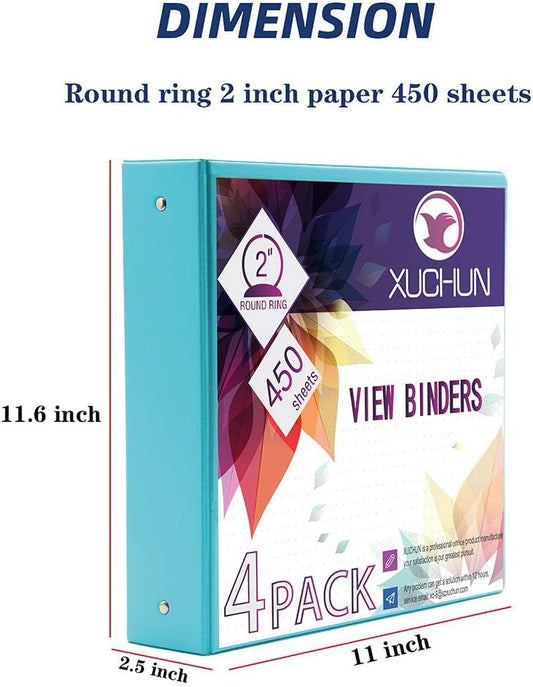 XUCHUN 3 Ring Binders 1 Inch,Clear View Binder with 2 Pockets, Holds 225 Sheets 8.5x11 Inches Paper, Customizable Cover & Spine, Large Capacity Binders for Office, School, Home, Business 6 Pack