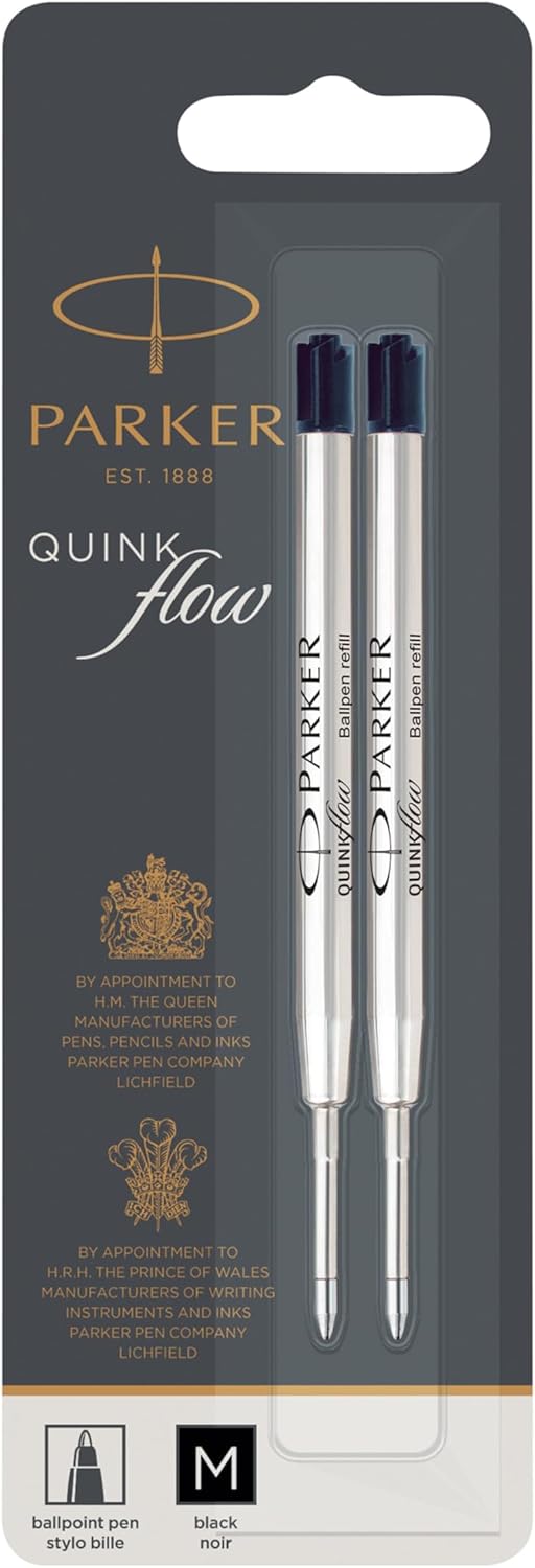 PARKER QUINKflow Ballpoint Pen Ink Refill, Fine Tip, Blue