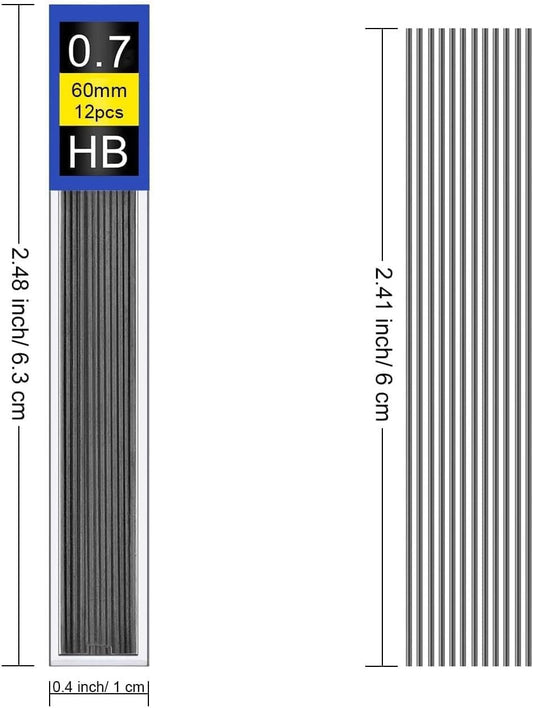 0.7mm HB Mechanical Pencil Lead Refills – 120 Pieces (10 Tubes x 12 Leads), Break-Resistant Polymer Graphite Refills for Mechanical Pencils, Smooth Writing School & Office Supplies