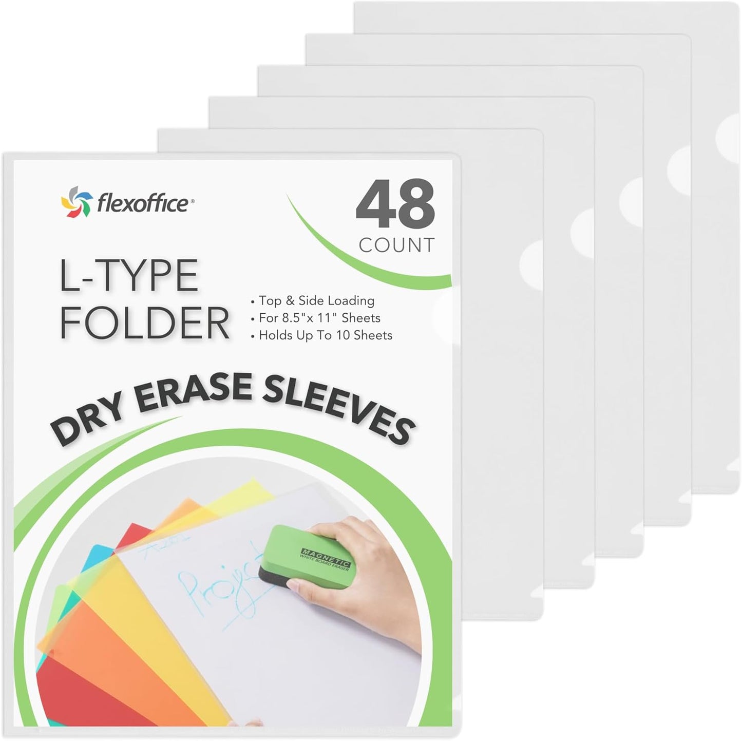 FLEXOFFICE 24 Pack Clear Project Folders for Important Documents, Heavyweight L-Shaped Transparent Poly Jacket Sleeves Folders Fit for US Letter Size