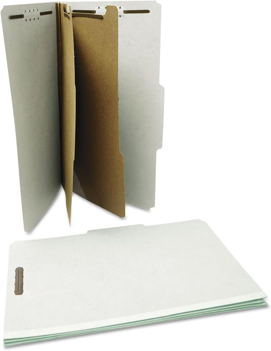 Universal Pressboard Classification Folder, Legal, Six-Section, Gray, 10/Box (10282)